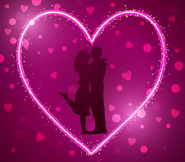 Vector illustration for Valentines Day. Couple in love kissing on background of hearts — Stock Vector