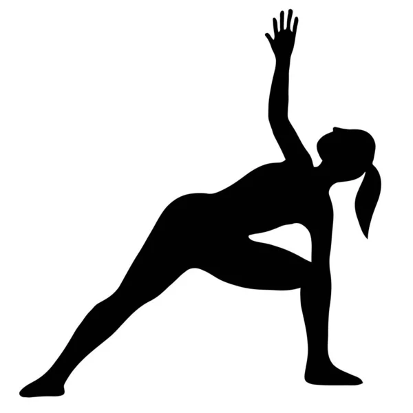 Векторный силуэт женской фигуры позирует для фитнеса — стоковый вектор