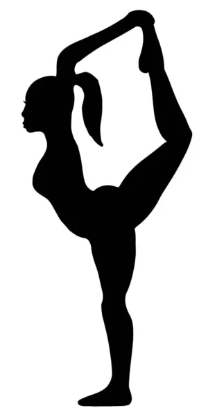 Vector Silhouette figura femminile posa per il fitness — Vettoriale Stock