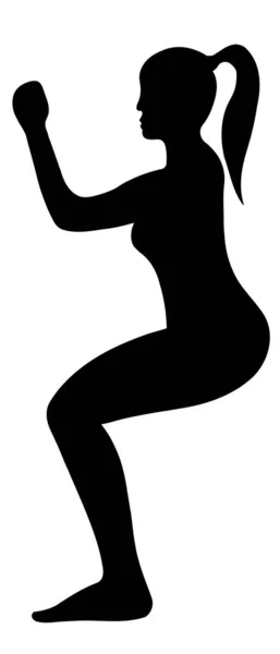 Vector Silhouette kvinnlig figur pose för fitness — Stock vektor