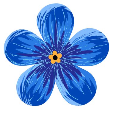 Vektör çizimi. Beyaz arka planda mavi bahar unutma beni çiçeği.