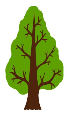 Beyaz arkaplanda izole edilmiş vektör yeşil ağaç