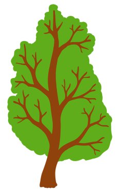 Beyaz arkaplanda izole edilmiş vektör yeşil ağaç