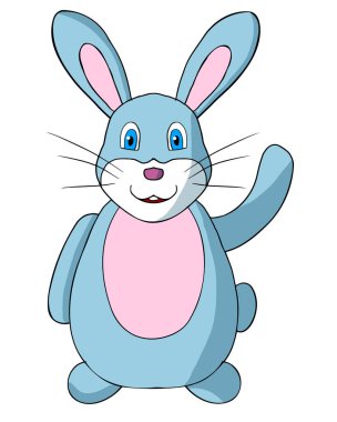 Pençesini sallayan gülümseyen tavşan vektör karikatürü