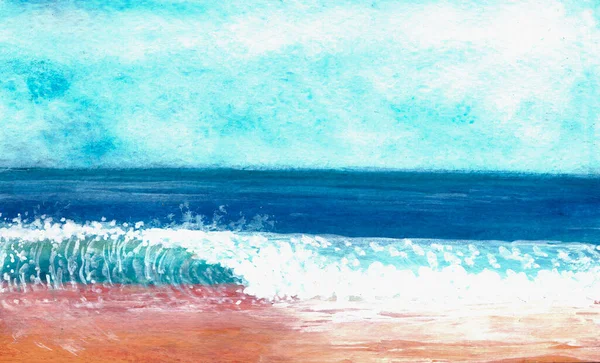 Blå lugna hav i gouache — Stockfoto