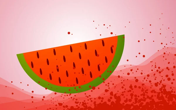 Vektor Scheibe Wassermelone und Spray auf rotem Hintergrund — Stockvektor
