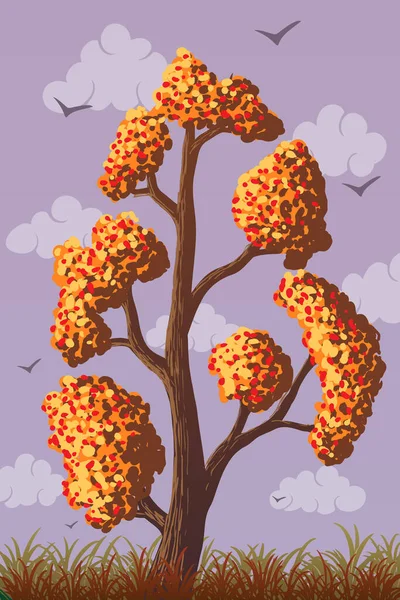 オレンジ色の葉を持つベクトル秋の落葉樹 — ストックベクタ