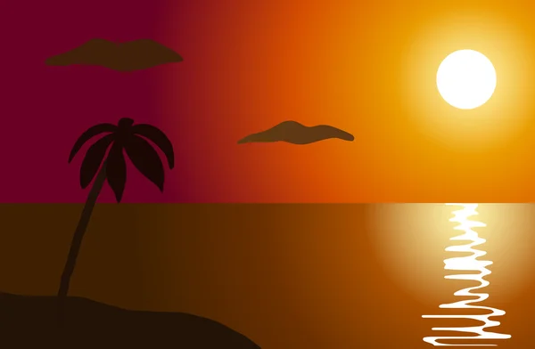 Solnedgång i havet — Stock vektor