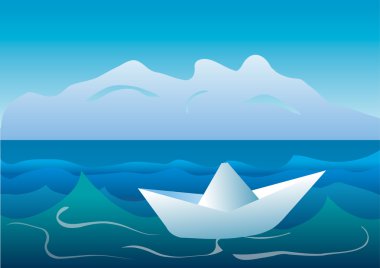 Denizde kağıttan tekne.