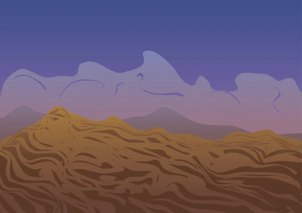 Vektorillustration. Wüste bei Sonnenuntergang. — Stockvektor