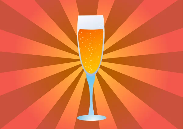 Vector illustration. Vintage glass of champagne. — Stock Vector