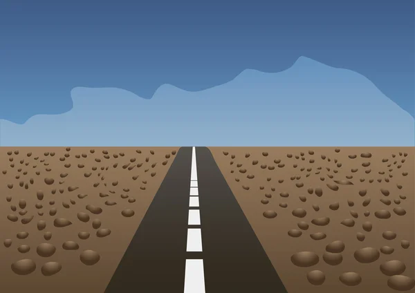 Vector illustration. The road in desert. — Stock Vector