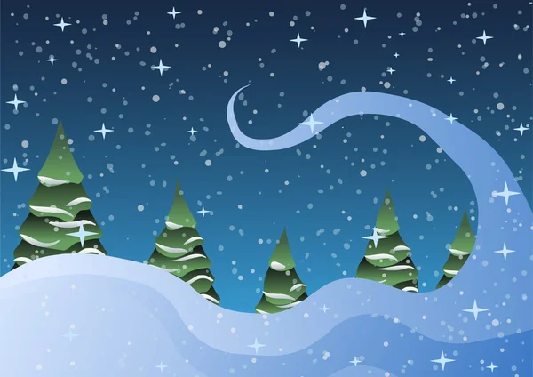 Ilustración vectorial. Árboles de Navidad, hielo y nieve . — Vector de stock