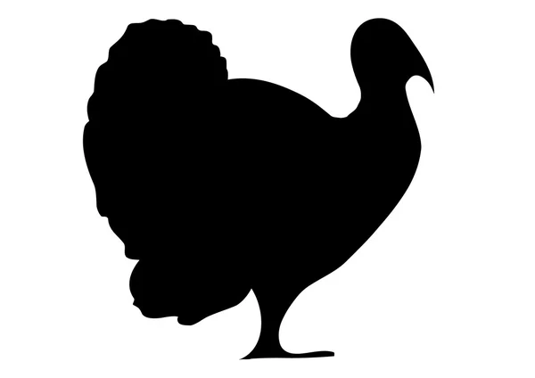 Vector illustration. The black silhouette of a turkey on a white background. — Stock Vector