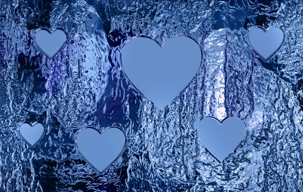 Day St. Valentine. Hearts in ice. — Stock Photo, Image
