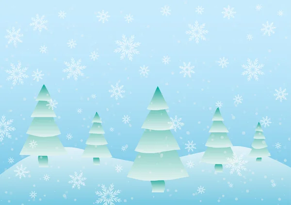 Ilustración vectorial. Árboles de Navidad, hielo y nieve . — Vector de stock