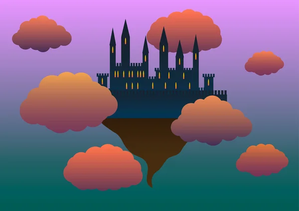 Векторная иллюстрация. Замок в облаках — стоковый вектор