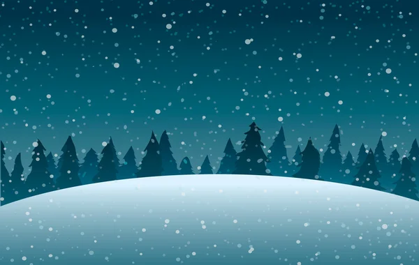 Vektorillustration. Vektorillustration. Schneeverwehungen auf dem Hintergrund von Bäumen und fallendem Schnee. — Stockvektor