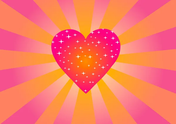 Векторная иллюстрация. День Святого Валентина. Розовое сердце со звездами . — стоковый вектор