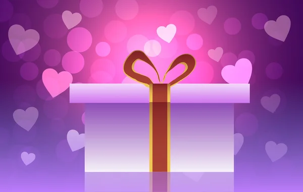Illustration vectorielle. Saint-Valentin. Une boîte avec des cadeaux et des cœurs sur un fond rose . — Image vectorielle