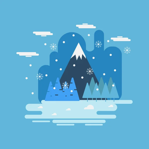Zimní Pozadí Hory Sníh Moderní Plochý Design — Stockový vektor