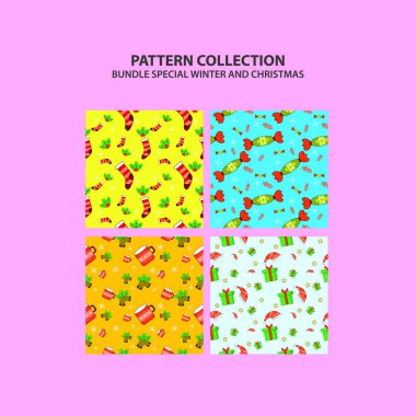 Desen koleksiyonu özel kış modern düz tasarım vektörü kullanmaya hazır