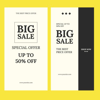 Ticari tanıtım amaçlı asgari modern düz tasarım vektörü için web pankartı sosyal medya şablonu