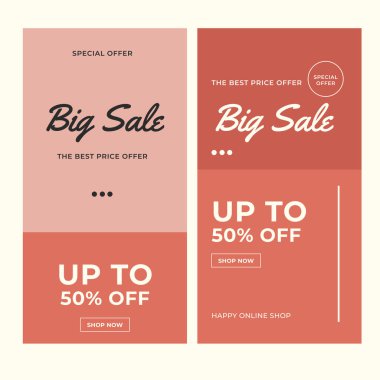 Ticari tanıtım amaçlı asgari modern düz tasarım vektörü için web pankartı sosyal medya şablonu