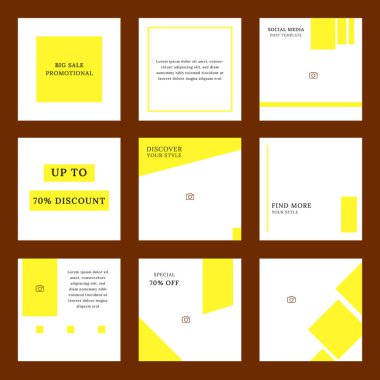 Reklam amaçlı iş satışı düzenlenebilir vektörü için sosyal medya şablonu sarı renk