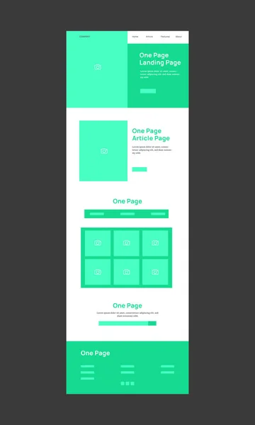 Diseño Web Wireframe Plantilla Editable Archivo Para Negocios Línea Verde — Vector de stock