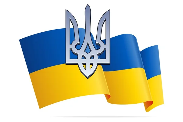 Ukrán zászló és címer — Stock Vector