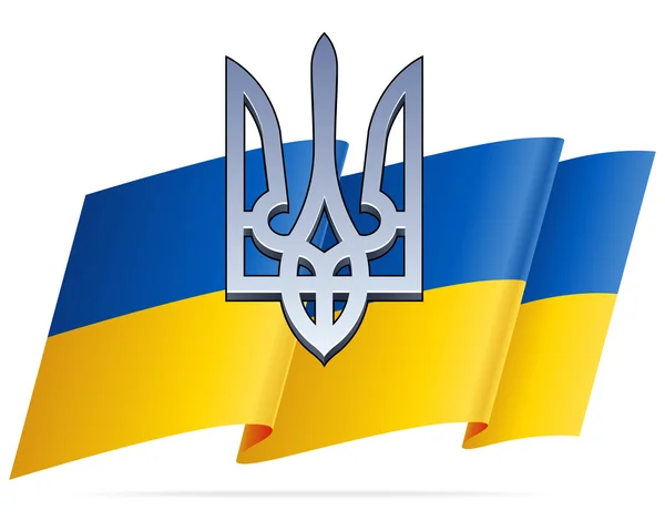 Oekraïense vlag en wapenschild — Stockvector