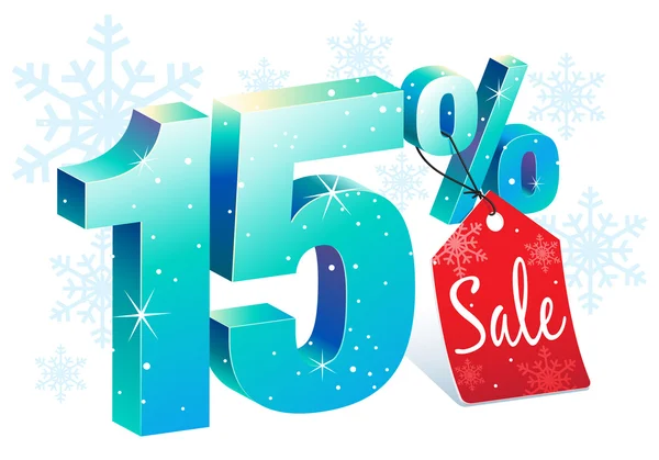 Winter Sale 15 Percent Off Discount — Stock Vector