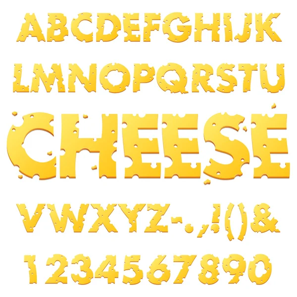 Lettres alphabet fromage — Image vectorielle