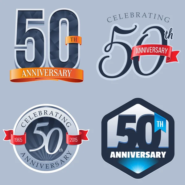 50 anos logotipo aniversário — Vetor de Stock