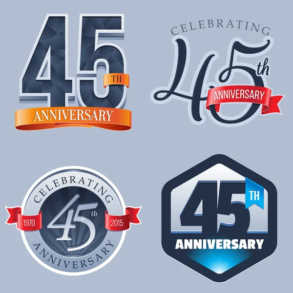 45 anos logotipo do aniversário —  Vetores de Stock
