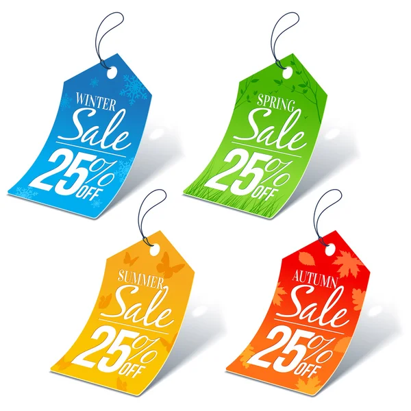 Seasonal Shopping Sale 25 Percent Off Discount Price Tags — Stock Vector