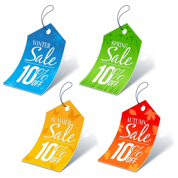 Seasonal Shopping Sale 10 Percent Off Discount Price Tags — Stock Vector