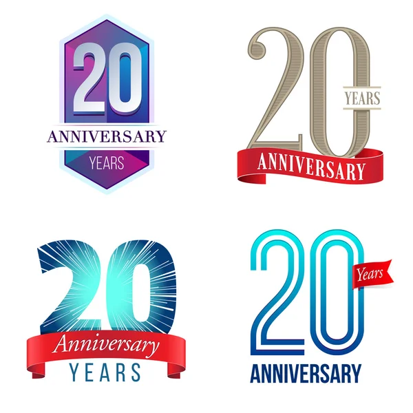 20 anos logotipo aniversário —  Vetores de Stock