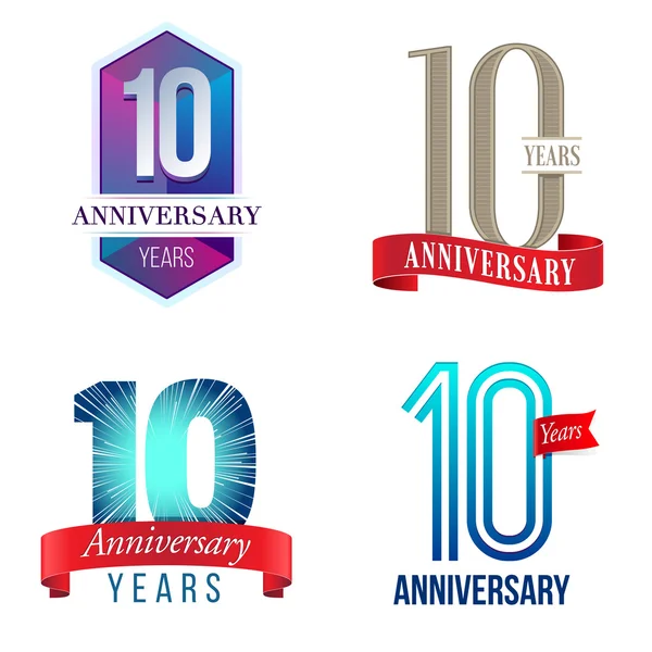 10 años logo aniversario — Vector de stock