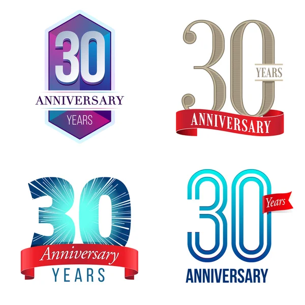 30 anos logotipo aniversário — Vetor de Stock