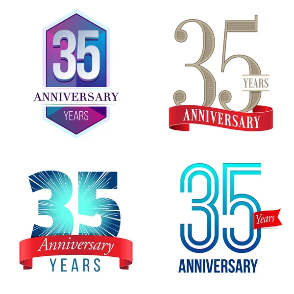 35 Years Anniversary Logo — Stock Vector