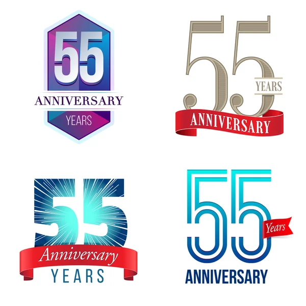 55 anos logotipo aniversário —  Vetores de Stock