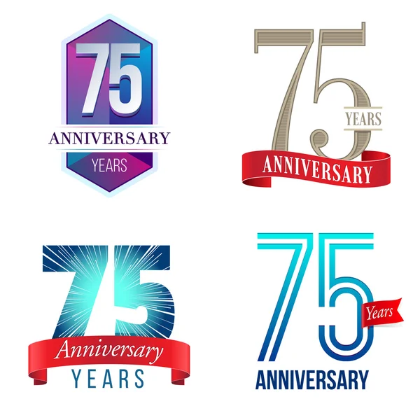 75 anos logotipo do aniversário — Vetor de Stock