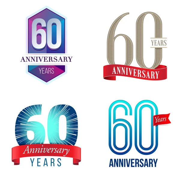 60 anni logo anniversario — Vettoriale Stock