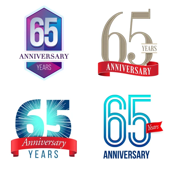 65 anos logotipo aniversário —  Vetores de Stock