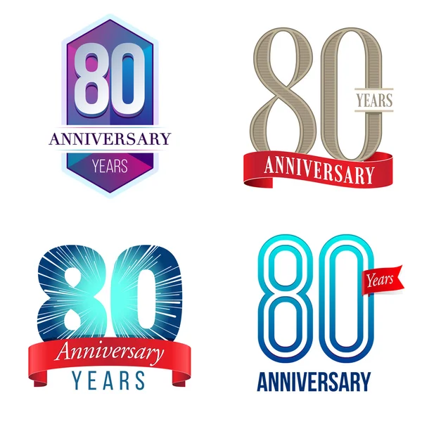 80 anos logotipo aniversário —  Vetores de Stock