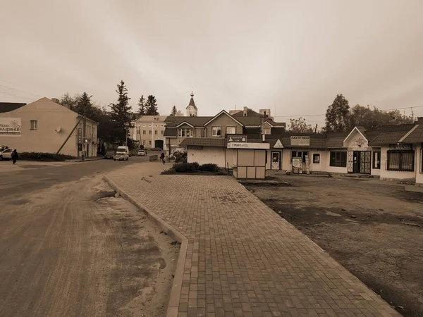 Het Uitzicht Vanuit Het Raam Naar Stad — Stockfoto