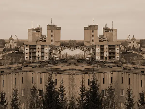 Vista Janela Para Cidade — Fotografia de Stock