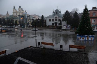 Eski kasabada Noel ağacı. Noel ağacı, eski kasaba.        